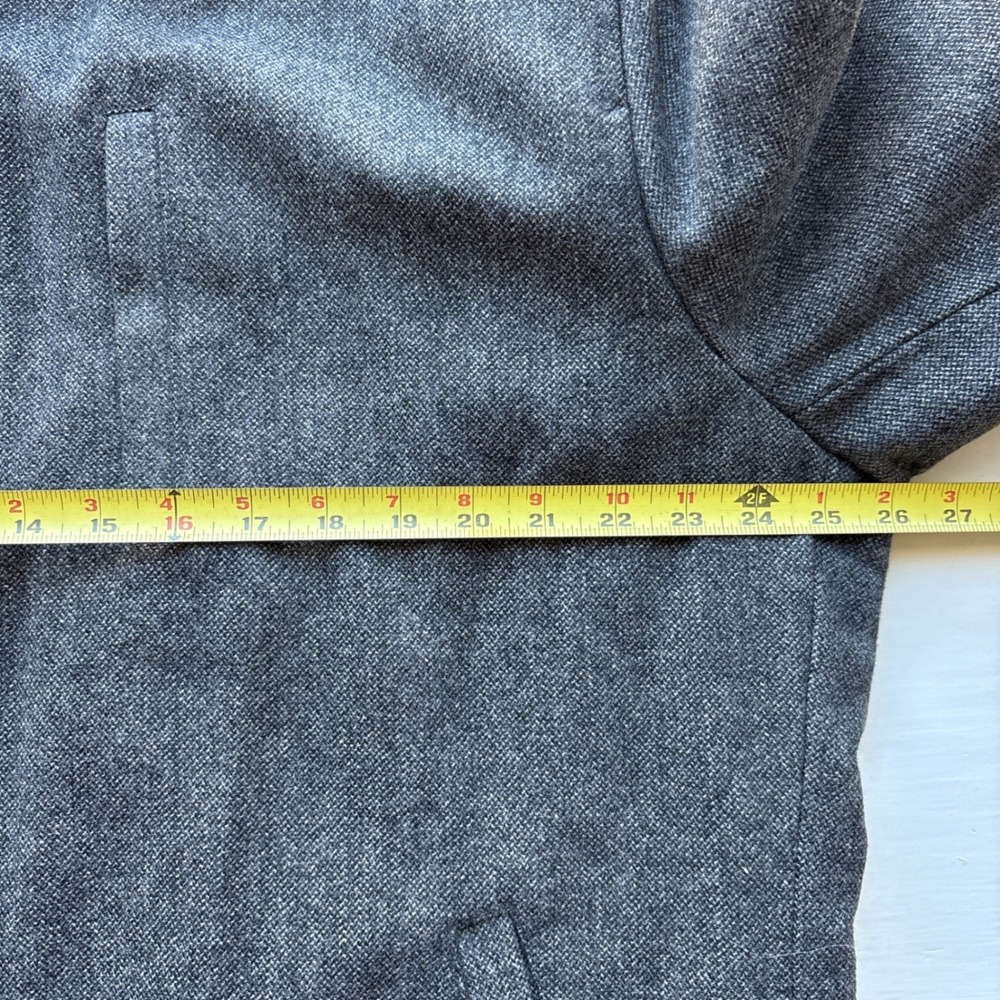 Banana Republic Mens Wool Blend XL Jacket Grey Herringbone Full Zip Bomber Coat - Picture 8 of 9